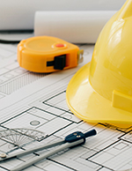 Hard hat on a blueprint